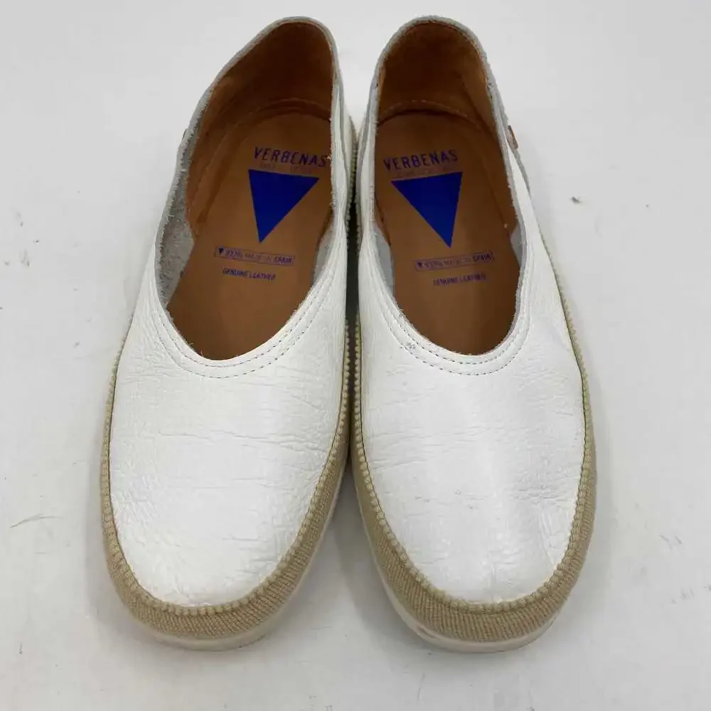 Verbenas White Classic Leather Flats | Women's Size 39EU